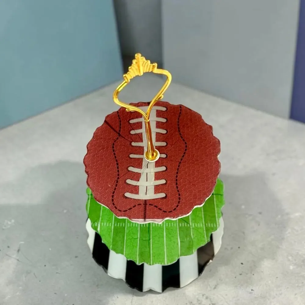Football 3-Tier Serving Stand | Game Day Snack Tray | Tailgate Party Decor